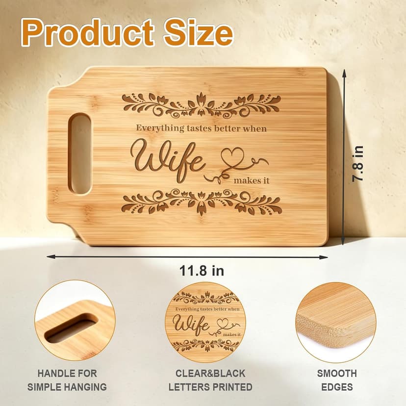 Wife Birthday Gift Ideas, " Everything Tastes Better " Engraved Cutting Board, Romantic Valentine's Day Gift to My Wife Birthday Gifts for Wife, Christmas Gift Ideas for Wife from Husband B0HBQ5XY3X