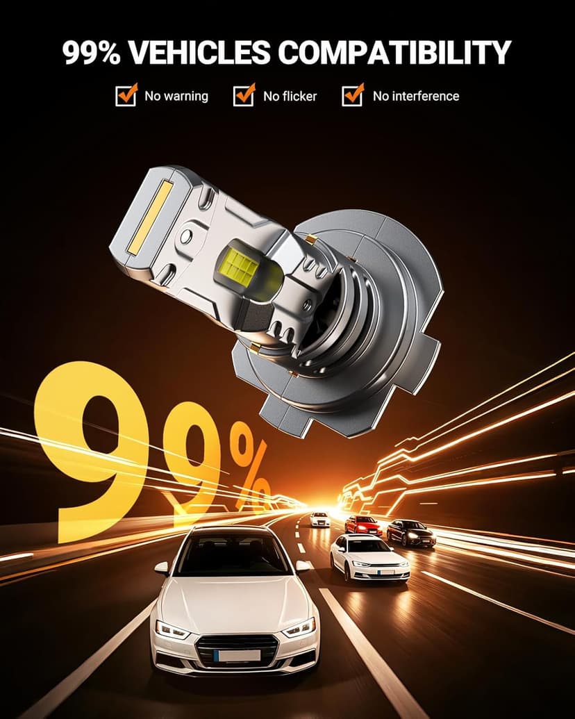 SEALIGHT h7 LED Bulb, 44,000LM 6500K Output Canbus Ready, 900% Brighter H7 Bulbs For Powersports IP68 80000Hrs Lifespan, 1：1 Size 3Mins Installation, 2 Pack