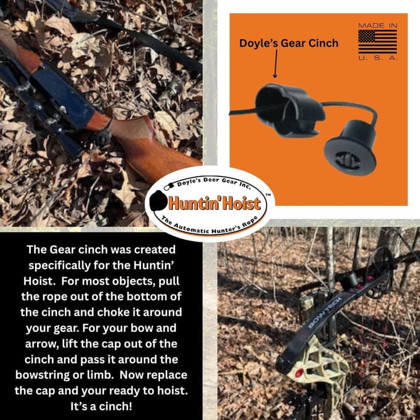 Doyle’s Deer Gear Huntin Hoist | Retractable Bow Hoist for Deer Hunting | Ascending Accessory for Saddle hunting and Elevated Tree Stands and Deer Blinds | 30 Feet of Retracting Braided Rope