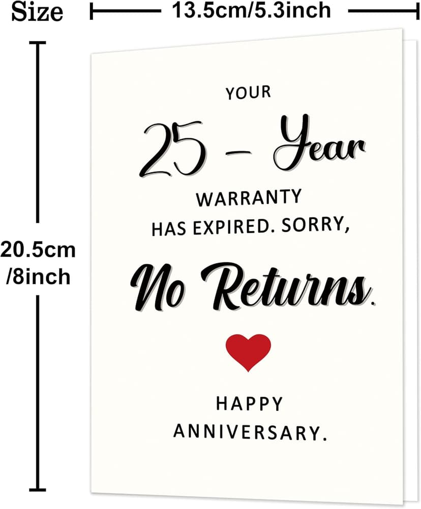Funny 25 Year Wedding Anniversary Cards Gifts for Husband Wife Couples, 25th Anniversary Cards for Women Men 25th Anniversary Card, 25 Year Anniversary Card Gifts for Him Her B0FVTM98WX