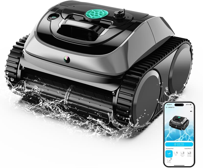 (2026 Upgrade) WYBOT C1 Cordless Robotic Pool Vacuum for Inground Pools, 150mins Above Ground Pool Cleaner 4-in-1 Wall & Waterline Cleaning Up to 1,615sq.ft, Smart App Navigation, Obsidian Green