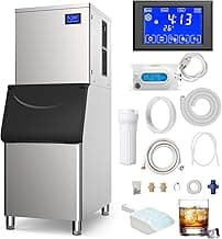 Commercial Ice Maker Machine 432 Lbs/24H with 400LBS Large Storage Bin Ice Ready in Air Cooled Clear Cube Ice for Bar Business Cafe ETL NSF(432 Lbs/24H)