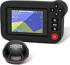 Portable Rechargeable Fish Finder, Wireless Sonar FishFinder, Castable Kayak Depth Finder with 105° Beam Angle and TFT LCD Display, 2.6-164 FT of Depth Locator, for Shore, Sea ＆ Ice Fishing