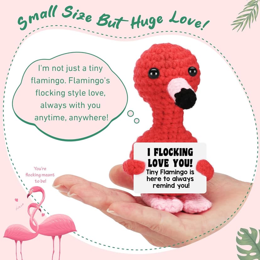 Funny Gifts for Her Girlfriend Christmas Valentines Day Anniversary Women Birthday Gifts Wife Stocking Stuffers, I Love You Flamingo Romantic Gift for Couple, Handmade Crochet Flamingo Lover Present
