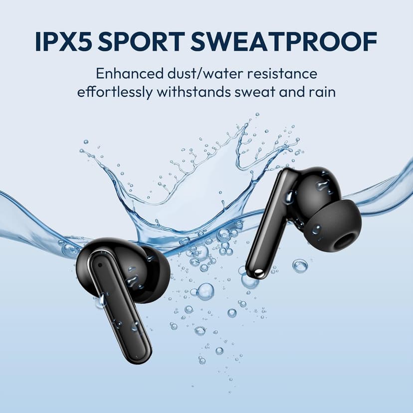 BAFONE Earbuds Wireless Bluetooth Ear Buds 60H Playback LED Power Display Headphone Wireless Bluetooth IPX5 Waterproof in-Ear Earbuds with Mic for Smart Phone Laptop Computer Sports (Black)