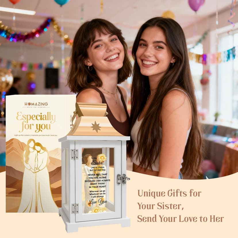 Homazing Sister Gifts Lantern - Unique Sister Gift Ideas for Mothers Day, Christmas, Thanksgiving