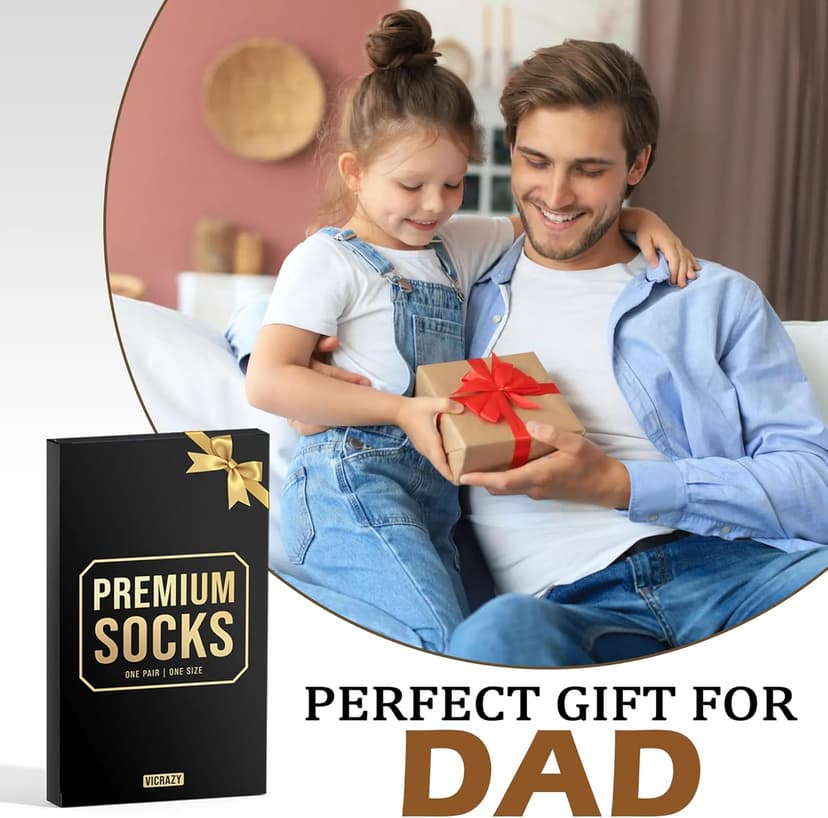 VICRAZY Christmas Gifts, Stocking Stuffers for Dad, Mom, Grandpa & Sister from Daughter, Son – Funny Socks for the Family