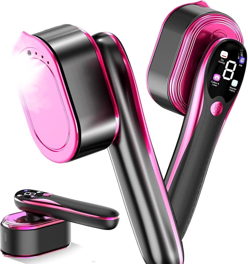 Travel Steamer for Clothes, 1200W Portable Handheld Steamer for Clothes, Portable Steam with LCD Display, 10s Fast Heat-Up, 2-in-1 Powerful Wrinkle Remover for Home & Travel