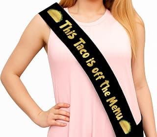 Decorations for Her or Him | Bridal Shower Favors | Hen Do | Accessories | One Size Fits All | Non-Shedding | Photo Prop Bachelorette Party Sash Funny Naughty Bride Satin Glitter Black and Gold B0FDVM2HKB