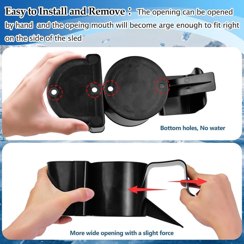 Upgraded Ice Fishing Sled Phone,Drink and Tool Holder 3 in 1 Plastic Ice House Sled Rod Holder Hands-Free Ice Fishing Bucket Holders Rack Gear Accessories Sturdy for Ice Sled Men Birthday Gift Black