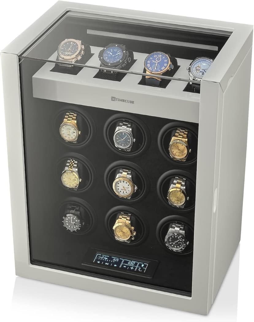 TIMECUBE 9 Watch Winder with 4 Storage Slots and Interior Light