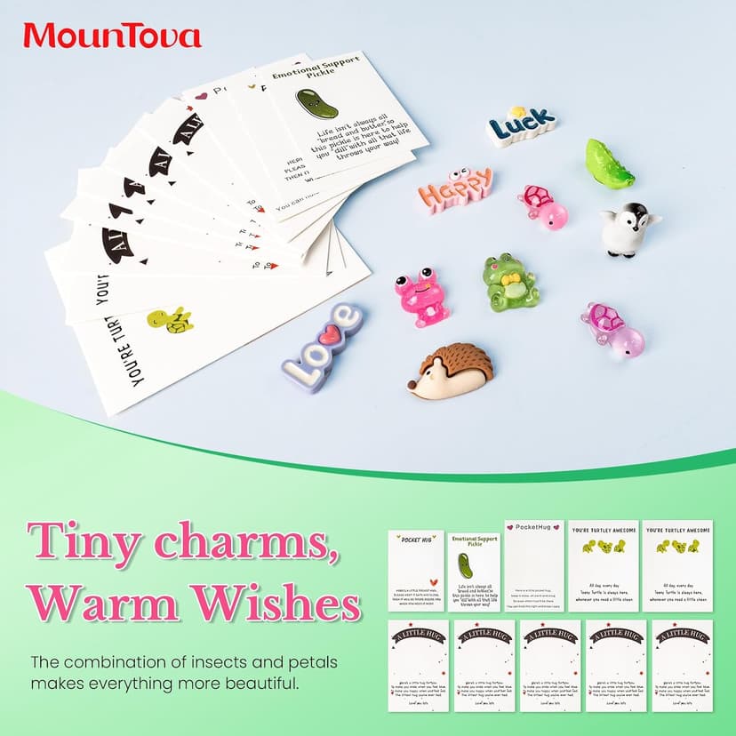 Pocket Hug 10 Sets, DIY Cute Mini Encouragement Gifts with Cute Resin Tokens Inspirational Thinking of You Keepsake Long Distance Friendship Appreciation Gifts for Friends Family Coworkers B0F1SNXLSH
