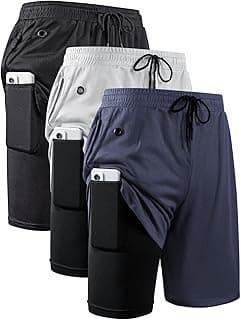 JWJ Mens 2 in 1 Running Shorts Quick Dry Gym Athletic Workout Clothes with Side Pockets