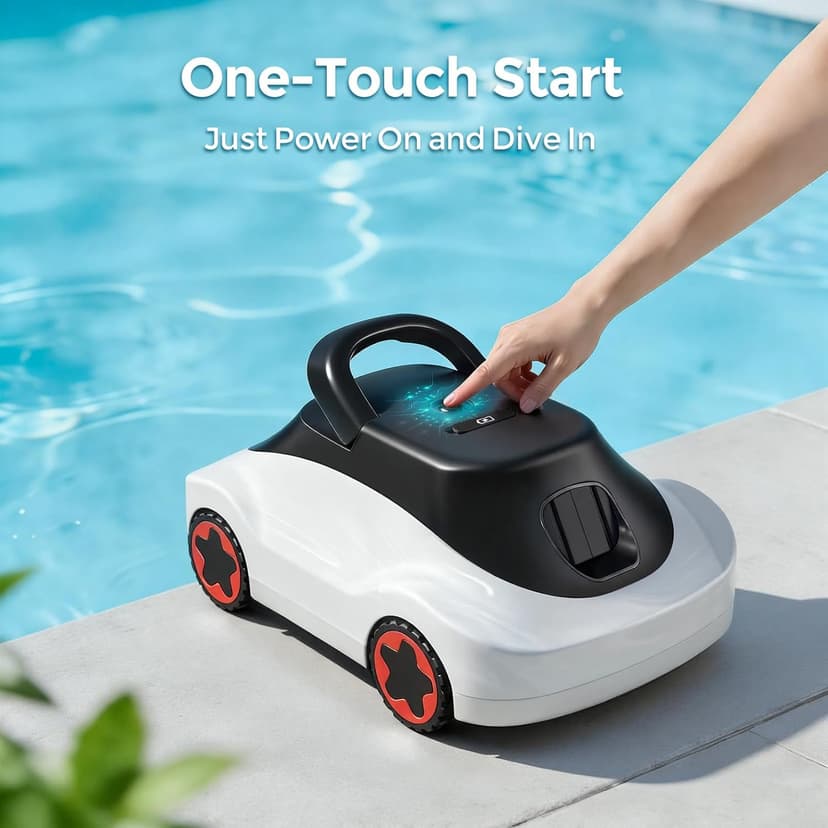 C5 Cordless Robotic Pool Cleaner with 180-Min Runtime, 2.7L Large Filter Basket & Self Parking, Pool Vacuum for Above-Ground Flat Pools up to 2200 Sq.Ft