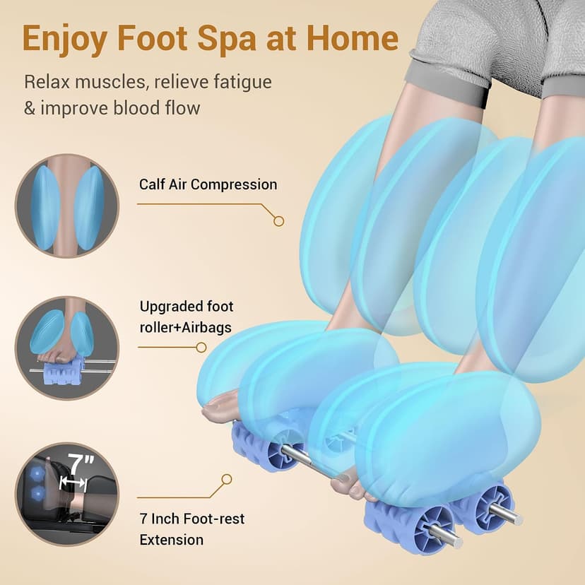 MYNTA Massage Chair Full Body with Heat, Zero Gravity SL-Track 3D Massage Chairs with Thai Stretching, 12 Modes,12 Massage Techniques, Calf & Foot Massage, Wireless Charging, White Noise