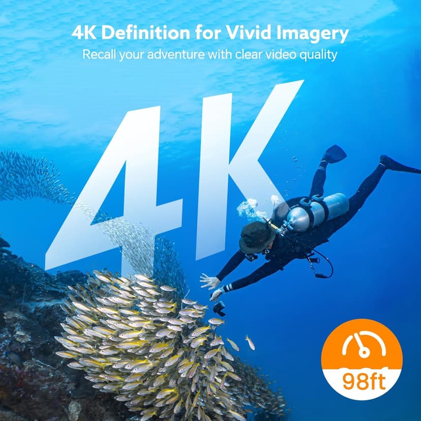 Losfom Z10 4K Action Camera, 128GB Wearable Sports Camera with Waterproof Case, Magnetic Clip, and Quick-Mount Accessories, Small Body Cam for Cycling, Diving, Travel (No WiFi No Bluetooth