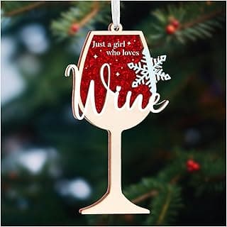 Wine Friendship Ornaments for Christmas Tree, Cocktail Gift for Women, Wines Gifts for Women, Drink Ornaments, White Elephant Gifts for Friends, Whiskey Gift for Men (Wine)
