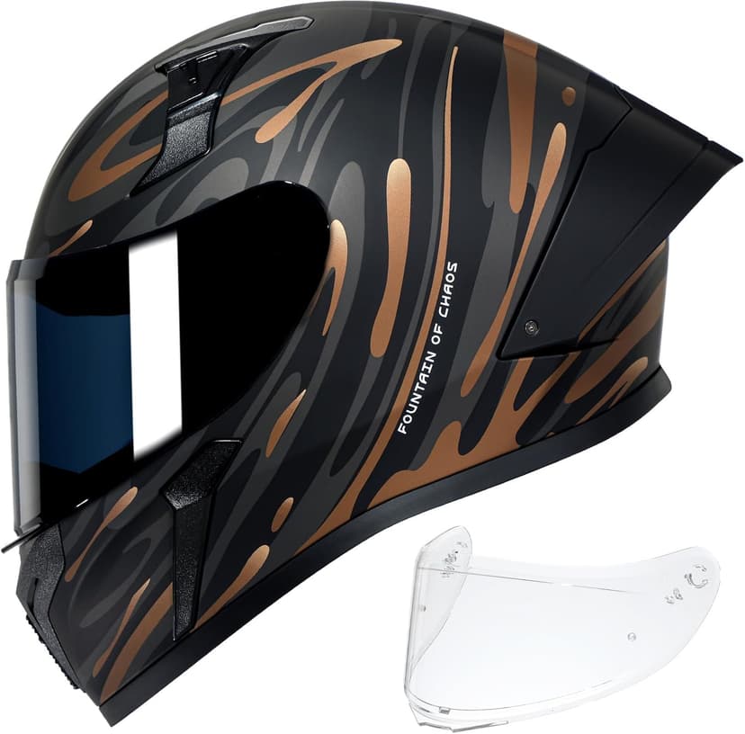 CYRIL Full Face Motorcycle Helmet DOT Approved for Adults Men Women, Motorbike Street Bike Racing Helmet with Tinted & Extra Clear Tool-Free Swappable Visors, Includes Storage Bag