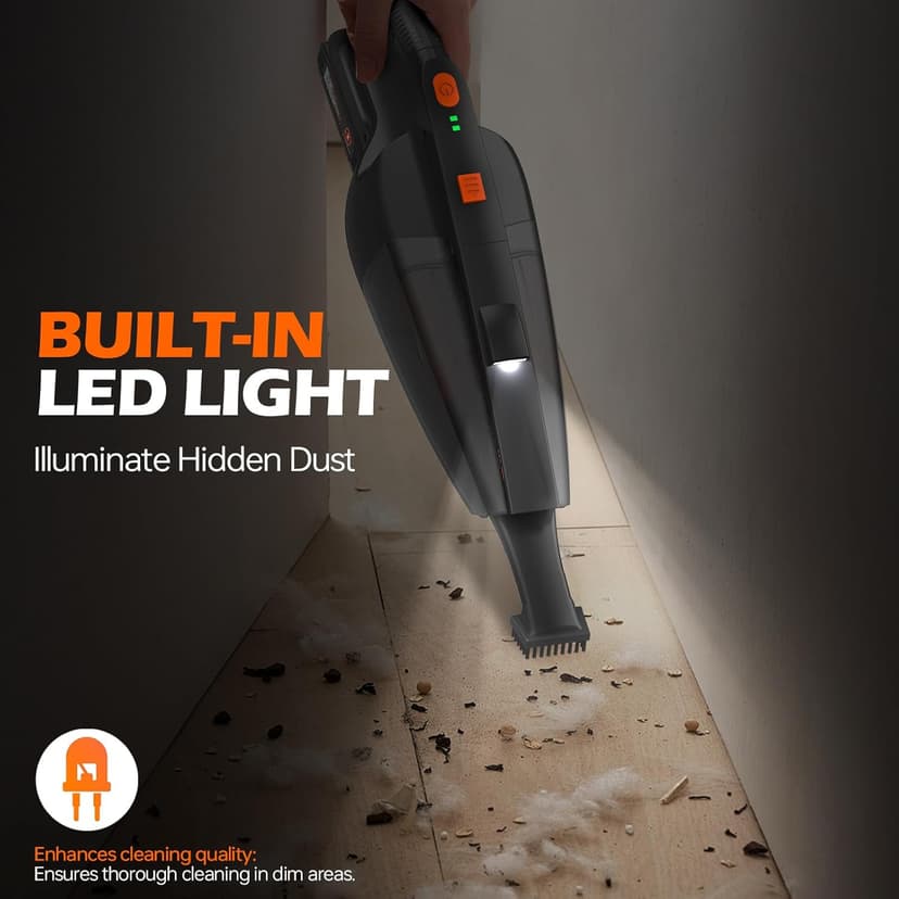 Viewmax Pet Hair Vacuum, Handheld Vacuum Cordless Rechargeable with LED, 10000Pa Suction, 20V Lightweight Portable Hand Vacuum with Multi-Nozzles & Washable HEPA Filter for Pet Hair, Car and Home