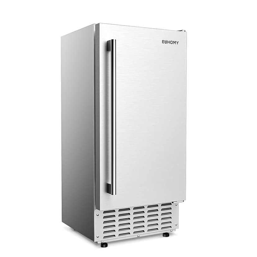 EUHOMY Under Counter Nugget Ice Maker Machine, 66Lbs/Day, Bulit-in Freestanding Ice Maker with Gravity Drainage, Self-Cleaning & 24H Timer Ice Machine, for Home Use(Silver)