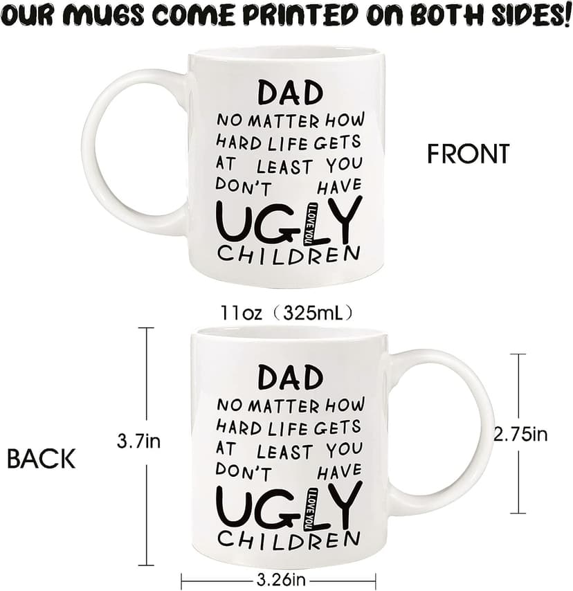 Unique Ceramic Cup Printed on Both Sides Personalized Christmas Birthday Father’s Day Presents for Dad Husband Stepfather Fathers Day Dad Gifts 11oz Funny Coffee Mug for Dad from Daughter Son Wife B09C8JJFL2
