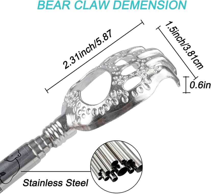WOVTE Bear Claw Extendable Back Scratcher for Men Women, Stocking Stuffers for Adults Men, Mothers Day Fathers Day Birthday Christmas Gifts for Men Women Mom Dad Husband