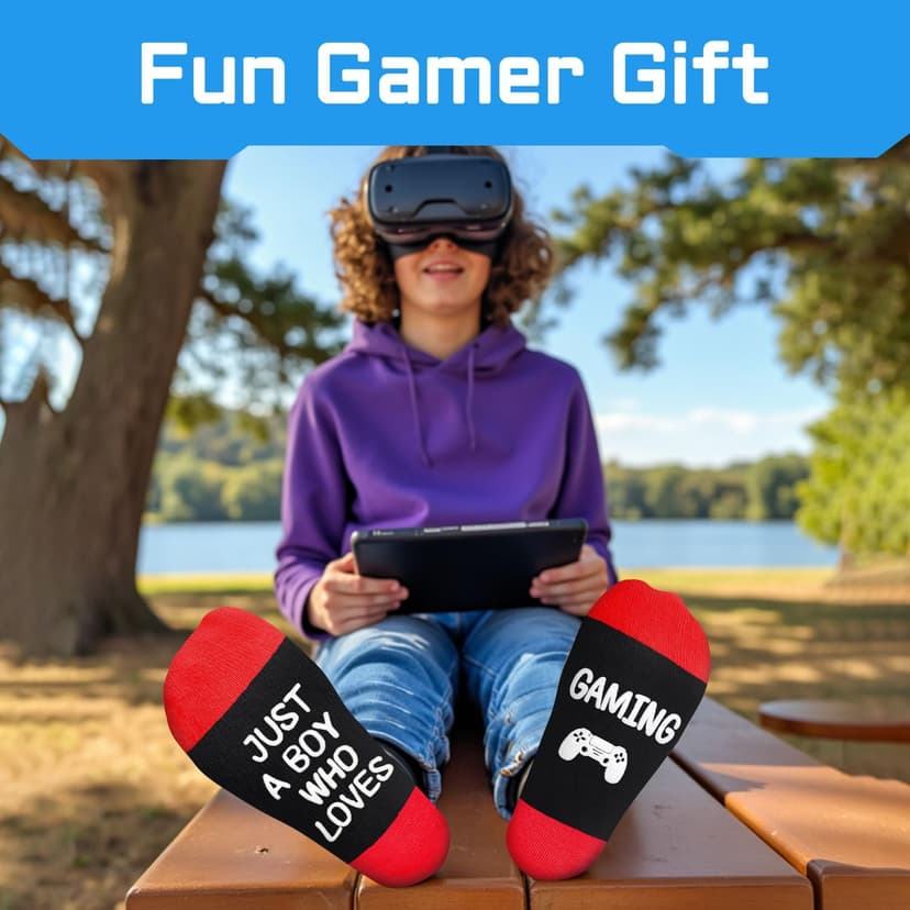 HAPPYPOP Gaming Gifts Teen Boys - Baseball Hockey Football Basketball Gaming Socks for Men