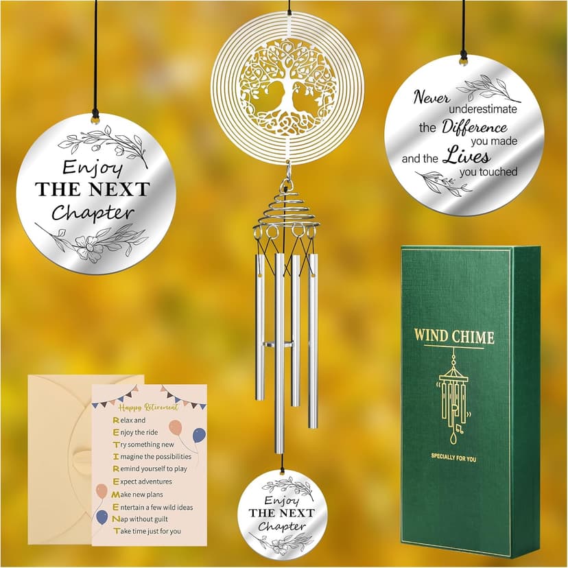 2026 Retirement Gifts for Women Coworker Teacher Nurse Boss Grandma Mom Friend, Retiree Gift Idea Leaving Going Away Gifts Retirement Gift for Women Men, Happy Retirement Wind Chimes Retired Gifts B0CHM6RJL5