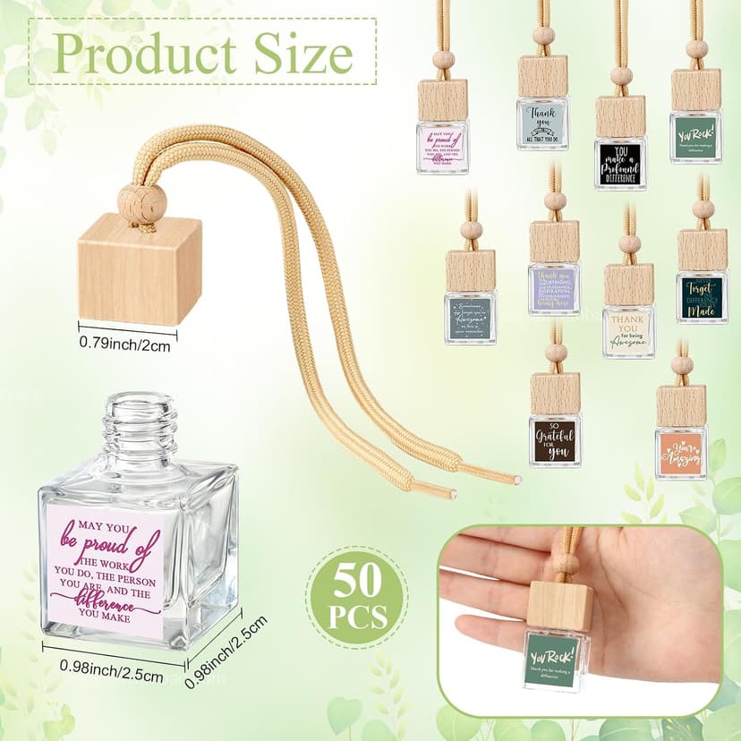 Wood Air Freshener with Thank You Cards, Essential Oil Diffuser, Customer Service Week for Teacher Coworker Staff Team Havawish 10 Pcs Car Diffuser Ornament Employee Appreciation Gift Bulk B0D1K9WQ1B