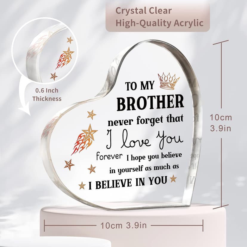 Gifts for Brother, Brother Birthday Gifts, Brothers Acrylic Keepsake, Fathers Day Birthday Christmas Gifts for Brothers from Sister, Encouraging Sign