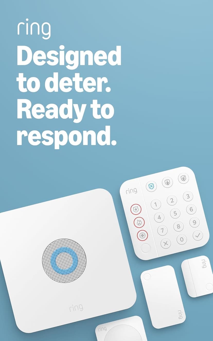 Ring Alarm 5-Piece Kit (newest model), Wireless smart home or business security system, expandable, easy setup, Mobile App Control, 24/7 Professional Monitoring, Alexa Compatible