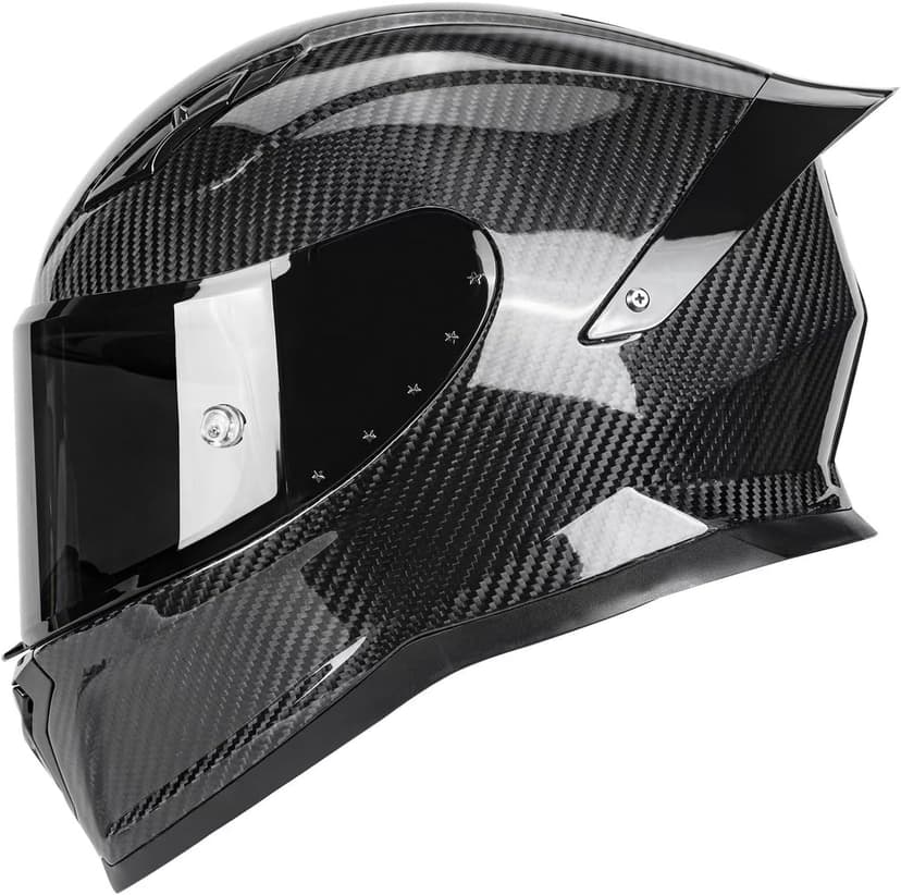Carbon Fiber Full Face Motorcycle Helmets with Spoiler Sport Touring Street Motorcycle Helmet - Bluetooth Ready Speaker Pockets
