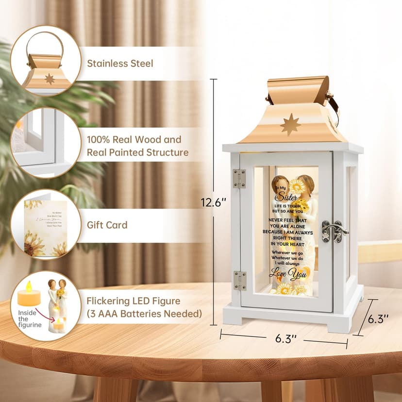 Homazing Sister Gifts Lantern - Unique Sister Gift Ideas for Mothers Day, Christmas, Thanksgiving