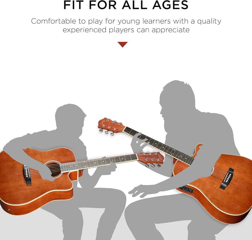 Best Choice Products Beginner Acoustic Electric Guitar Starter Set w/ 41in, All Wood Cutaway Design, Gig Bag, Strap, Picks - Natural Mahogany