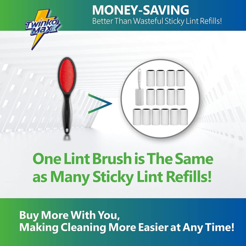 Twinko Max Lint Brush, Lint Remover, Pet Hair Remover, Clothes Brush, Magic Lint Remover Brush, Sheet and Carpet Cleaning Brush, 2-Sided and Reusable, No Need Lint Roller Refill.