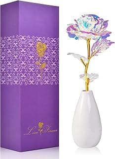 Tmacker Christmas Mom Gifts for Grandma Women-Artificial Rose Fake Flowers with Ceramic Vase, Birthday Gifts for Mom Wife Girlfriend Sister on Valentines Mothers Day Anniversary Thanksgiving Wedding