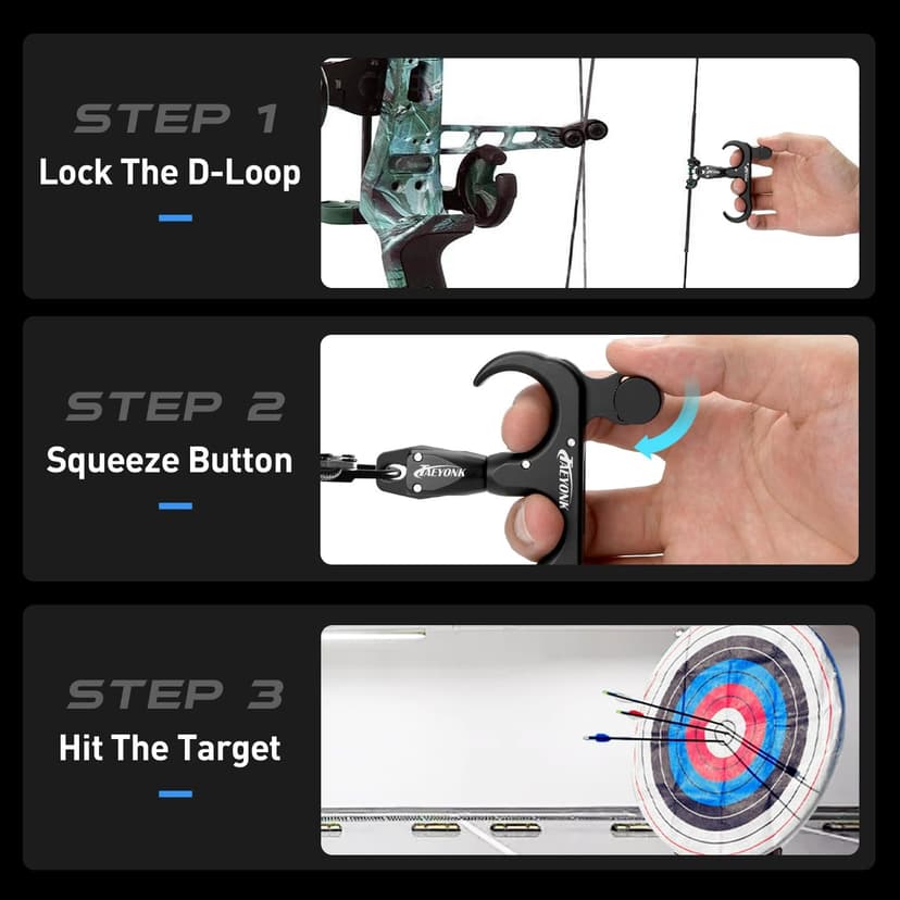 Bow Release for Compound Bow,Aluminum 360°Rotatable,Archery Release Trigger,for Both Right and Left Handers,for Both Youth and Adults,Adjustable Sensitivity and Angle,Tool Included