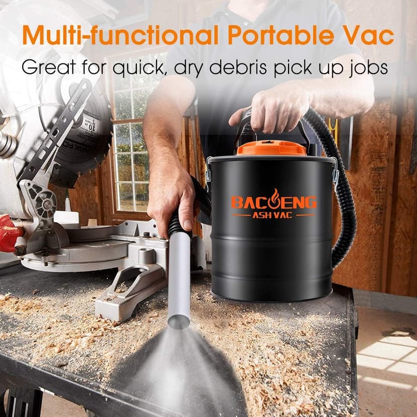 BACOENG Ash Vacuum for Pellet Stoves, 4 Gallon Ash Vac, Ash Vacuum Cleaner for Fireplaces, Wood Stove, Pellet Grill