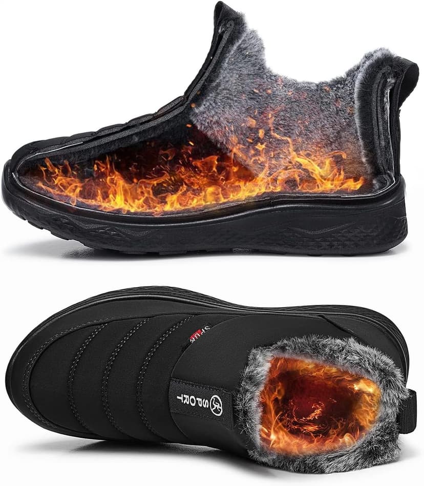 SHIBEVER Womens Winter Snow Boots: Women Ankle Booties Warm Fur Lined Waterproof Insulated Slip On Outdoor Shoes