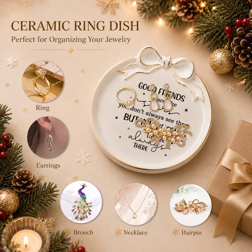 Jewelry Tray with Bow - Good friends are like stars - Gifts for Friends, Bestie, BFF, Sisters - Decorative Trinket Dish - Birthday Gift for Women - Friendship Gifts - Sentimental Keepsake B0GXKCKVR7