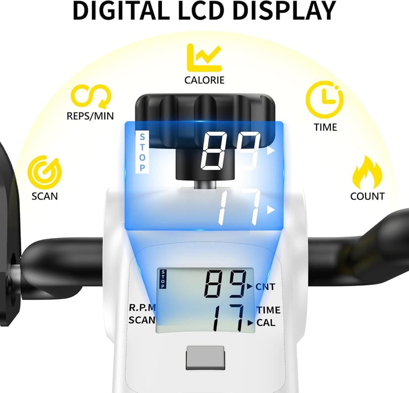 MOMODA Under Desk Bike Pedal Exerciser with LCD Display Portable Mini Exercise Bike for Arm and Leg