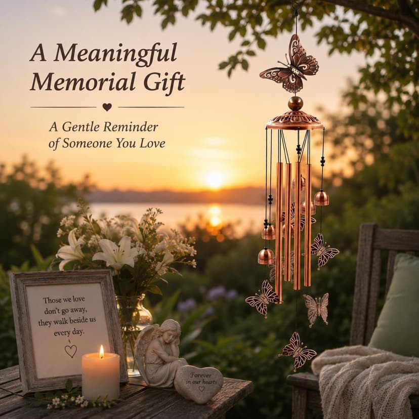 Butterfly Garden Decor for Patio Porch Balcony, Sister Birthday Gifts, Housewarming Gifts for Women, Mom Grandma Butterfly Wind Chimes for Outside, Memorial Wind Chimes, Gifts for Women B09PBWLWPK