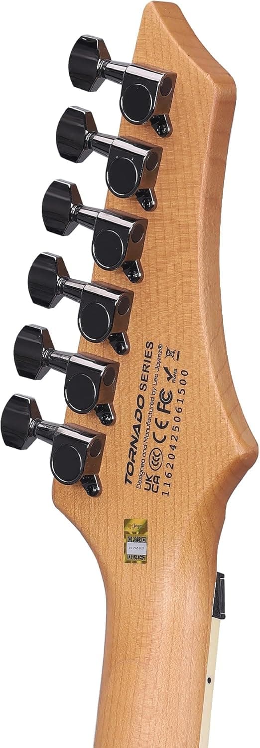 Leo Jaymz Tornado 6-String Electric Guitar - Double-Way Tremolo with Locking Nut, Mahogany Body, Alnico V Pickups,Rosewood Fretboard, Roasted Maple Neck