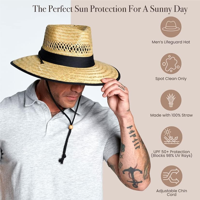 San Diego Hat Co. San Diego Hat Company Women's Rush Straw Lifeguard Hat with Fabric Band