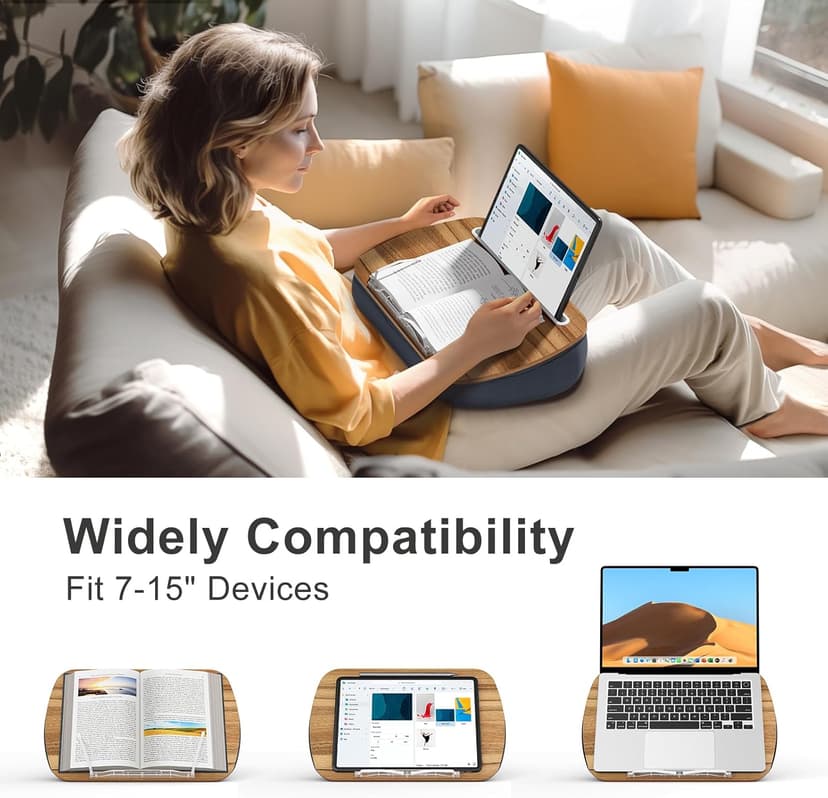 Lap Beanbag Book Stand for Hands Free Reading Comfortable Reading Pillow Stand Minimize Neck Strain Perfect Idea for Book Lovers in Dorm Room or Anywhere Else with Bookseat(Gray)