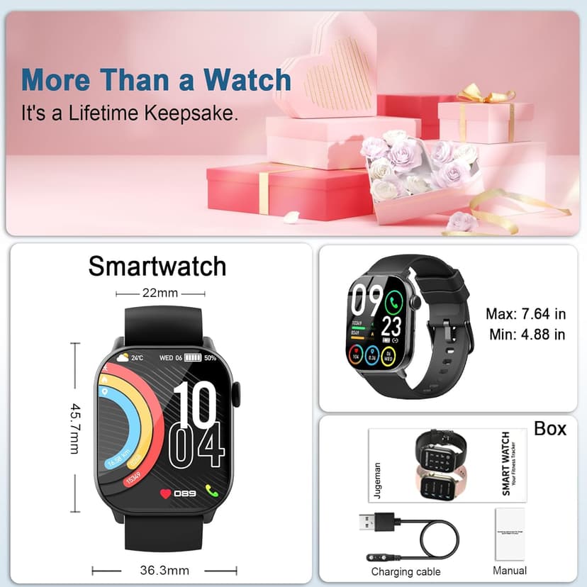 Smart Watch for Men Women(Answer/Make Calls), 1.95"HD 2025 New Smartwatches with Heart Rate/Sleep Monitor/Pedometer, Fitness Tracker 113+ Sport Mode IP68 Waterproof Running Watch for Android iOS