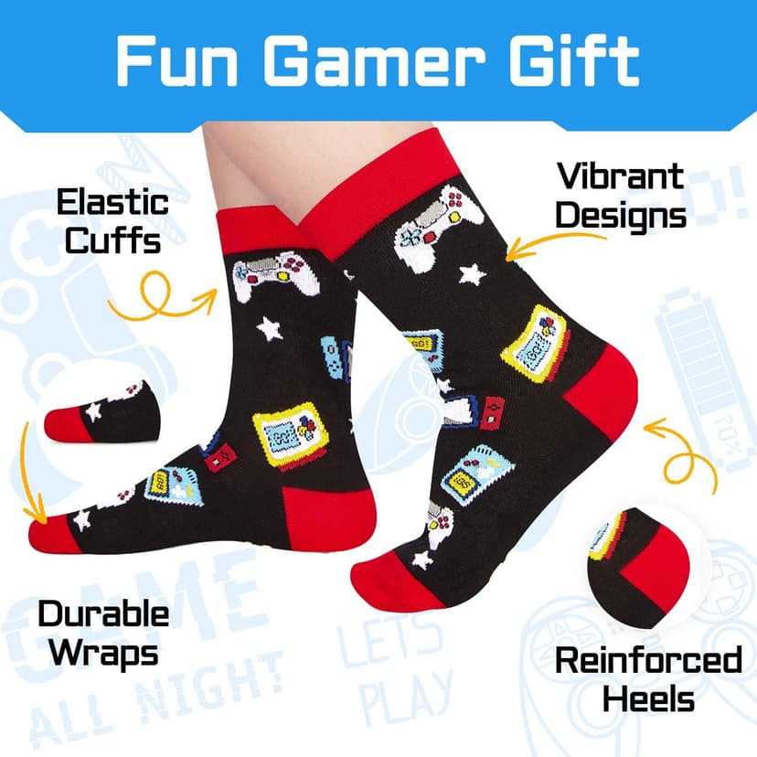 HAPPYPOP Gaming Gifts Teen Boys - Baseball Hockey Football Basketball Gaming Socks for Men
