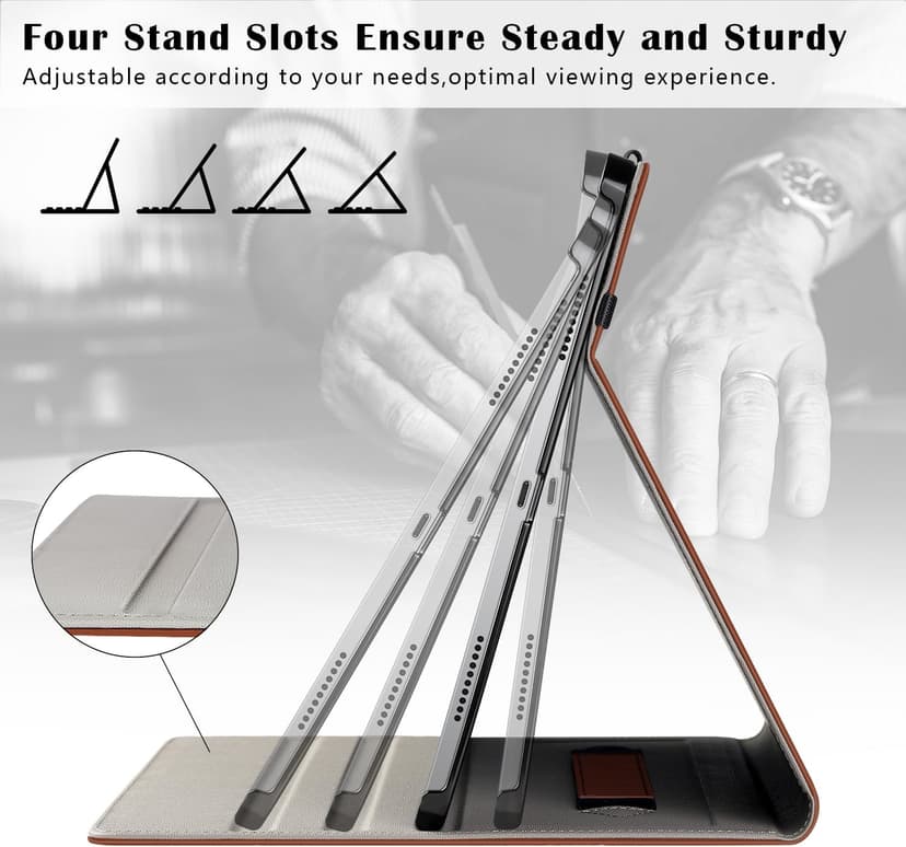 ZtotopCases for iPad Pro 12.9 6th/5th/4th/3rd Generation Case 2022/2021/2020/2018, Premium PU Leather Folio Cover, Auto Wake/Sleep, Multi Viewing Angles, Supports Pencil Pro and Touch ID, Brown