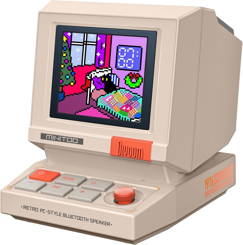 Bluetooth & USB Audio, Alarm/White Noise Clock, Desk Setup Gifts for Gaming Divoom MiniToo Retro PC-Style Computer Speaker, Pixel Screen with DIY Faces B0FRF3XGQ4
