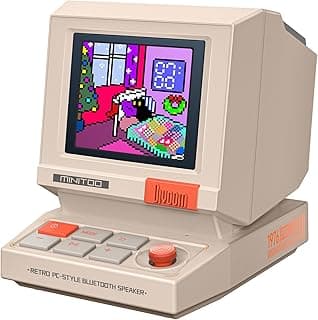 Bluetooth & USB Audio, Alarm/White Noise Clock, Desk Setup Gifts for Gaming Divoom MiniToo Retro PC-Style Computer Speaker, Pixel Screen with DIY Faces B0FRF3XGQ4